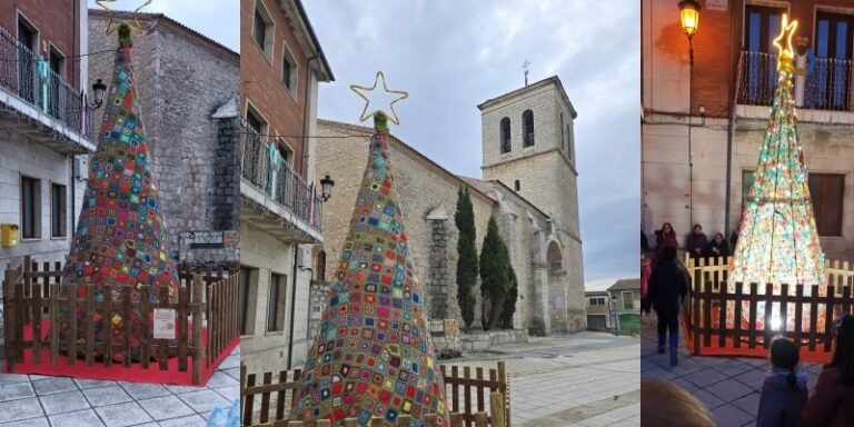 Un árbol de ganchillo presidirá la plaza del Ayuntamiento de Portillo durante estas navidades
